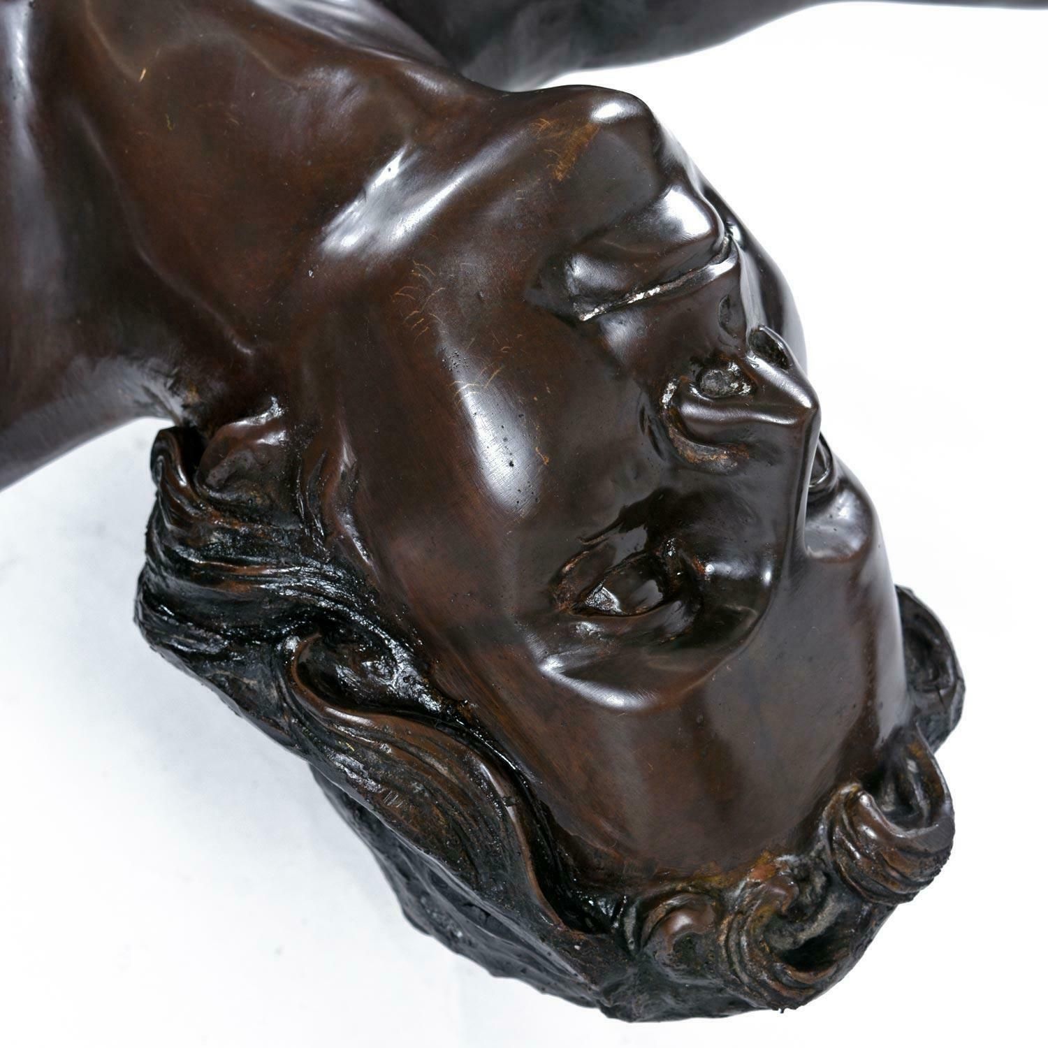 photo vinterior C. Conndray Bronze Figural Art Nouveau Sculpture Coffee Table With Glass Top