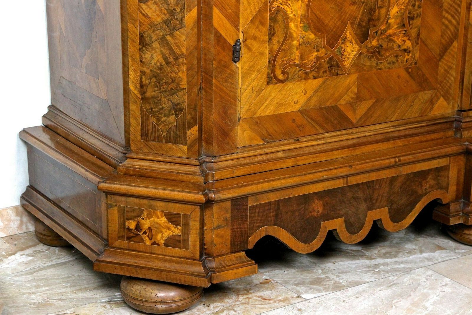 Furniture 18th Century Nutwood Baroque Cabinet With Inlay Works , Austria Ca. 1770 photo