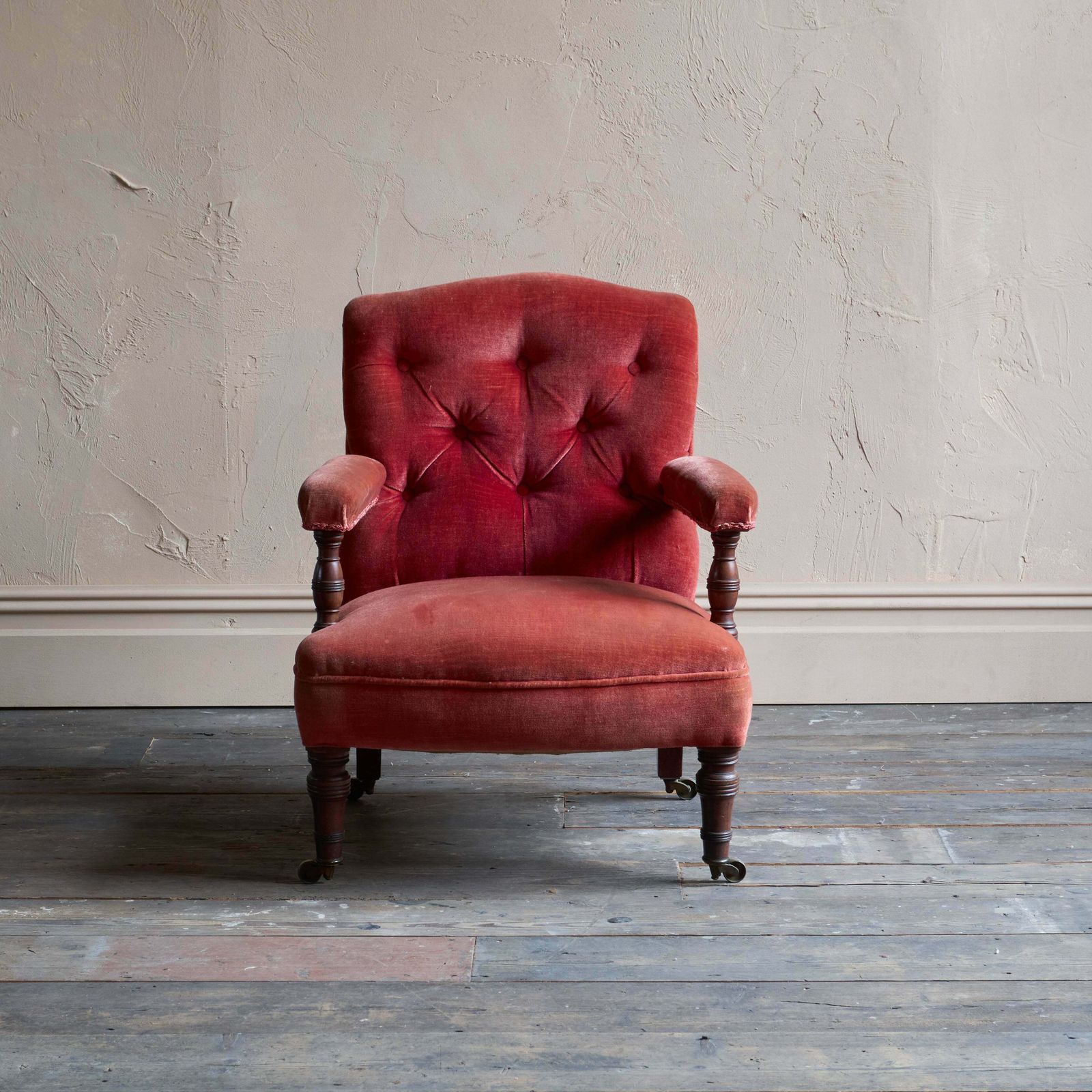 Antique Open Armchair   Red/Pink Velvet photo furniture