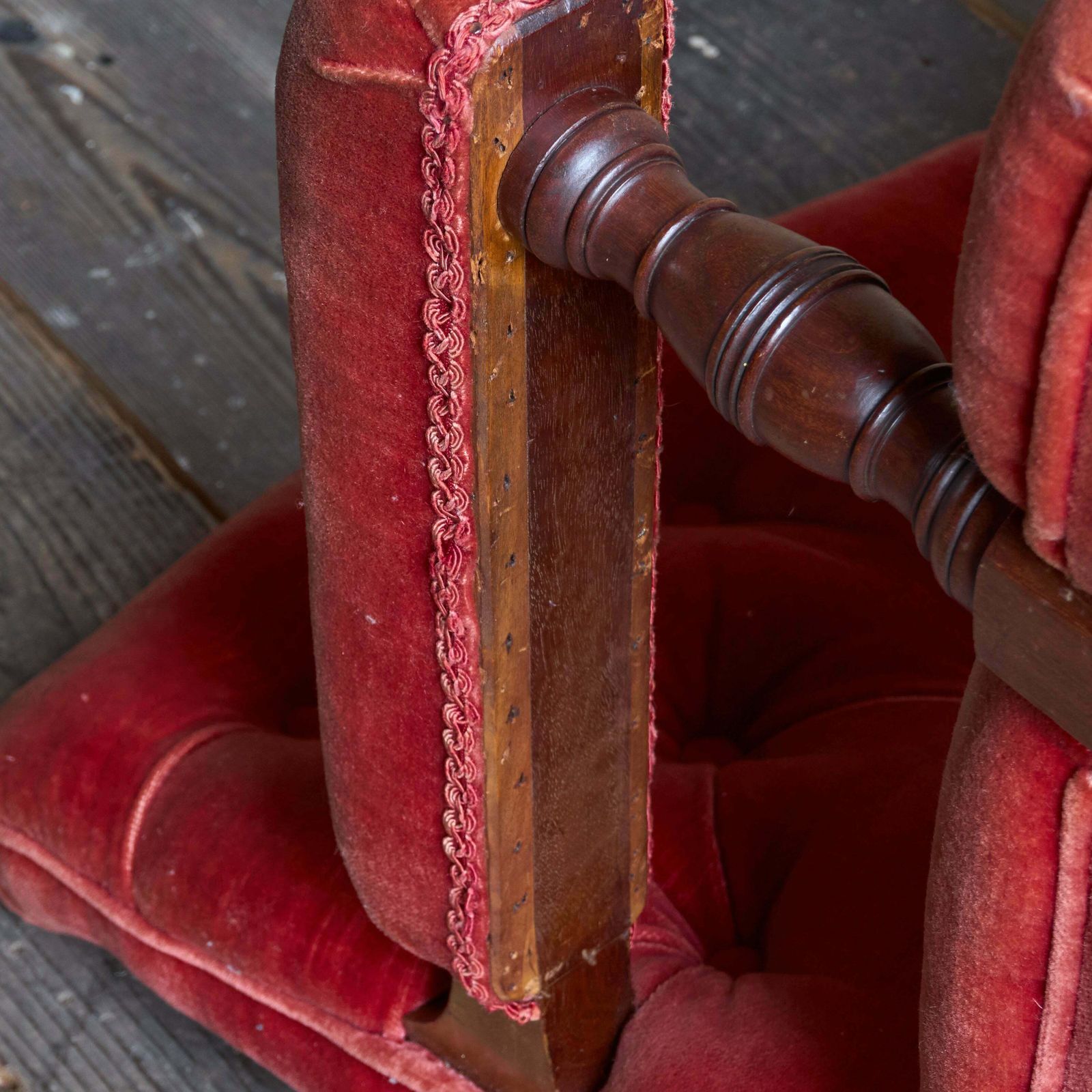 photo for sale Antique Open Armchair   Red/Pink Velvet