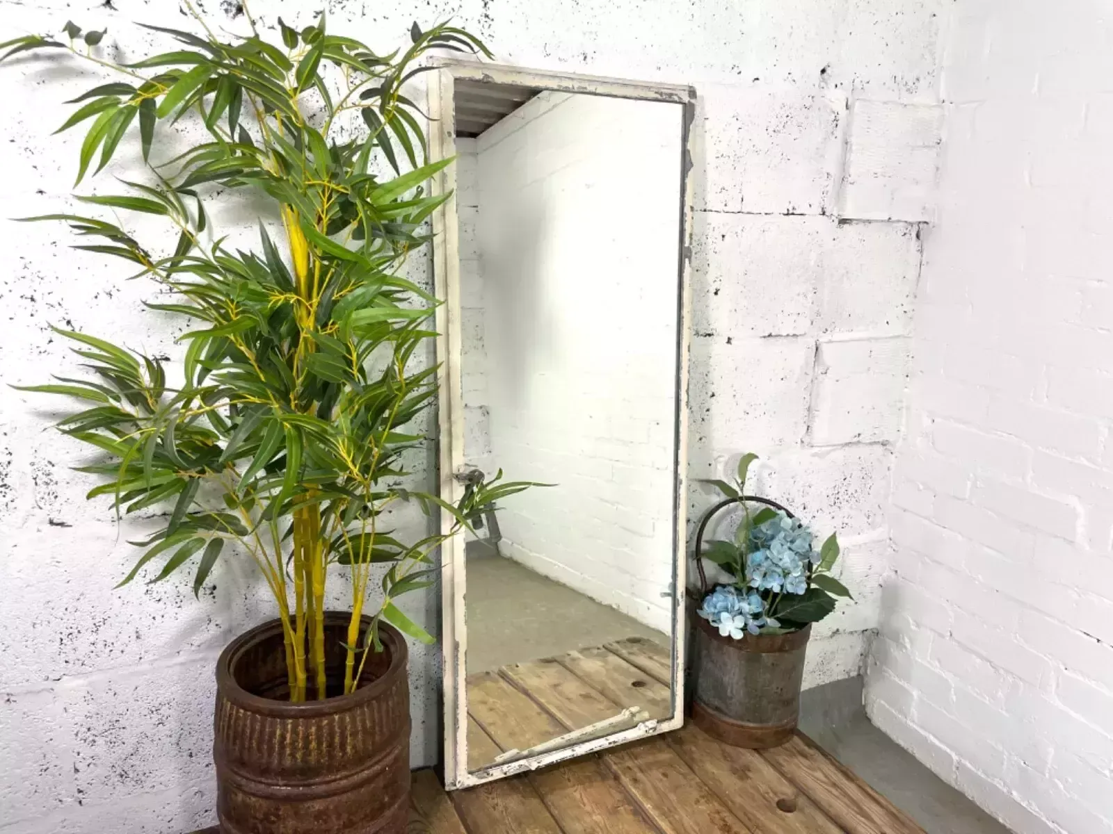 Vintage Reclaimed Industrial Cast Wrought Iron Metal Window Frame Garden Mirror