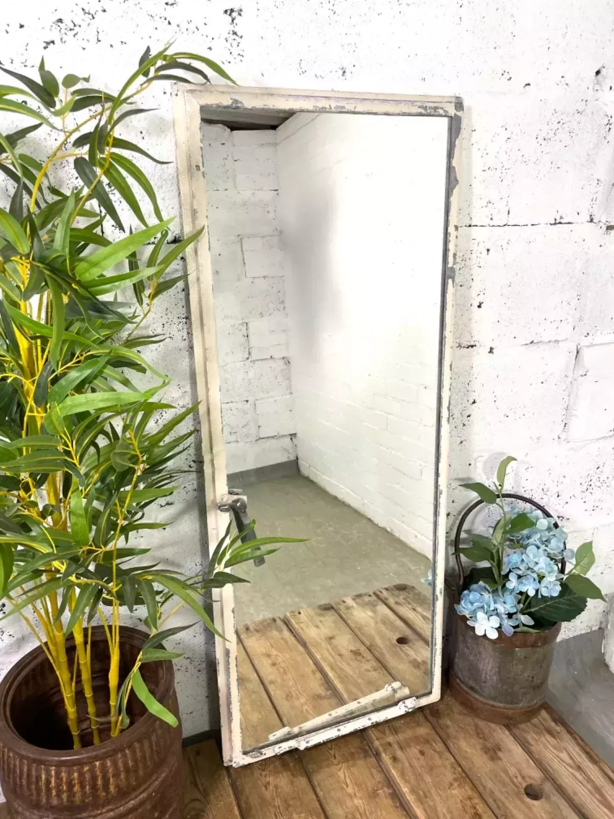 Vintage Reclaimed Industrial Cast Wrought Iron Metal Window Frame Garden Mirror photo furniture