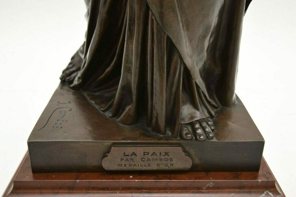 photo furniture Antique French Bronze Lamp Figure ‘La Paix’ By Jean Jules Cambos
