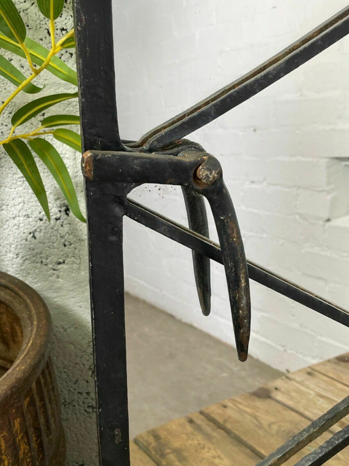 Vintage Reclaimed Industrial Cast Wrougt Iron Metal Window Frame Garden Mirror photo for sale