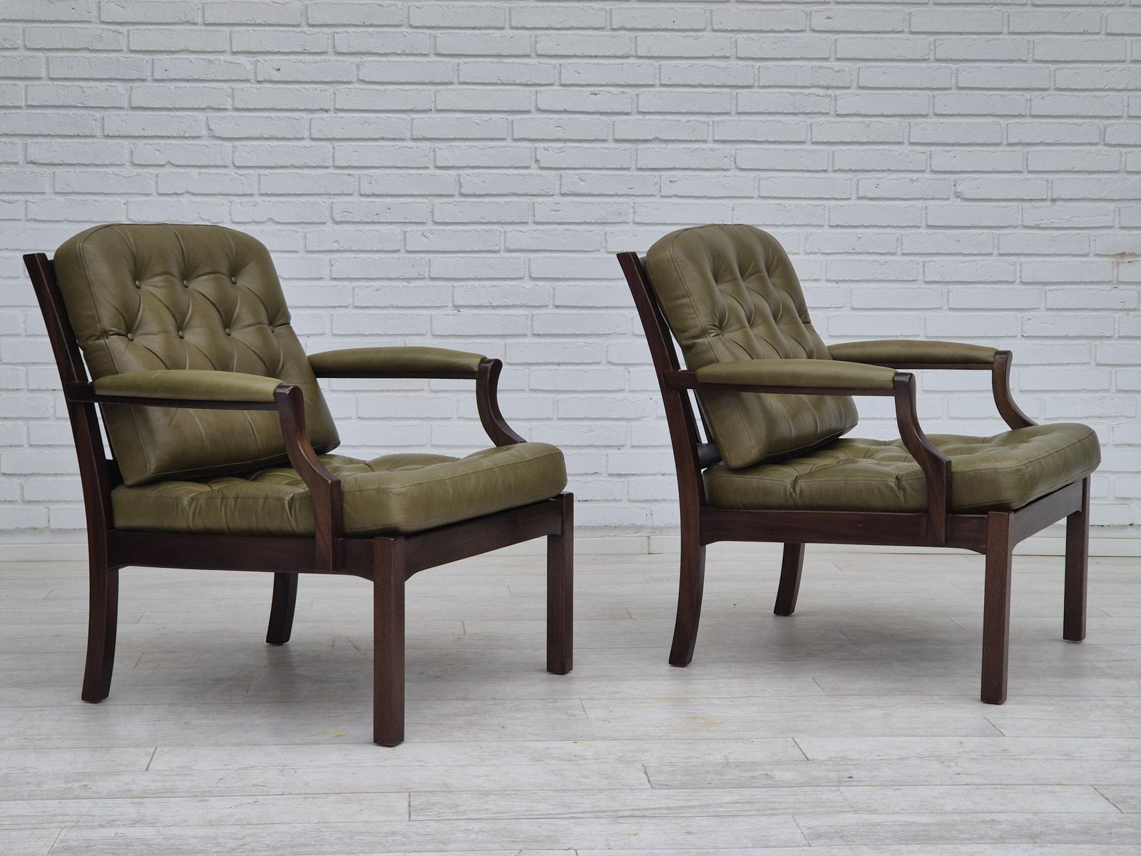 1970s, Scandinavian Armchair, Original Condition, Furniture Leather, Solid Teak Wood. photo for sale