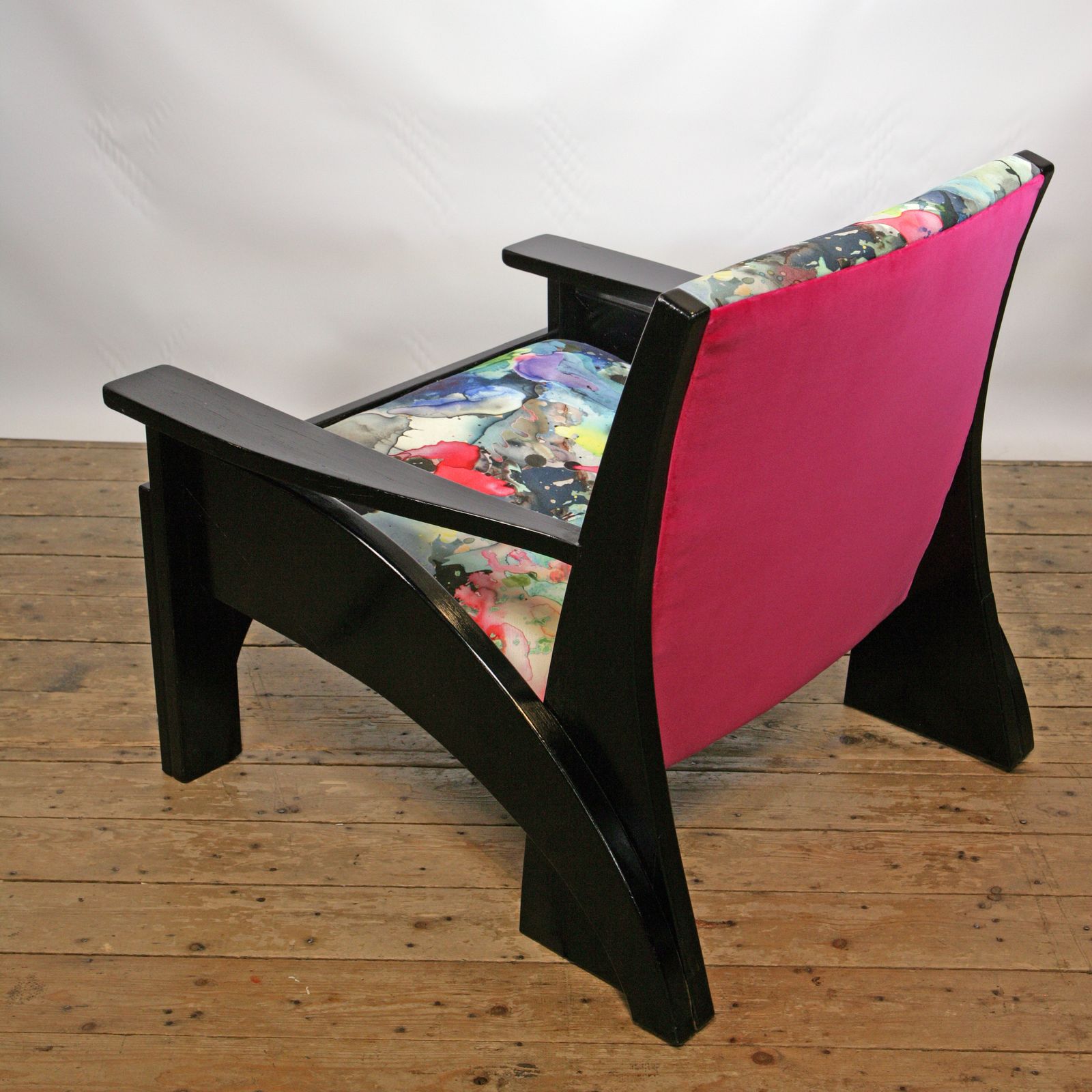 Charles Rennie Mackintosh Design Armchair In Timorous Beasties Fabric photo vintage