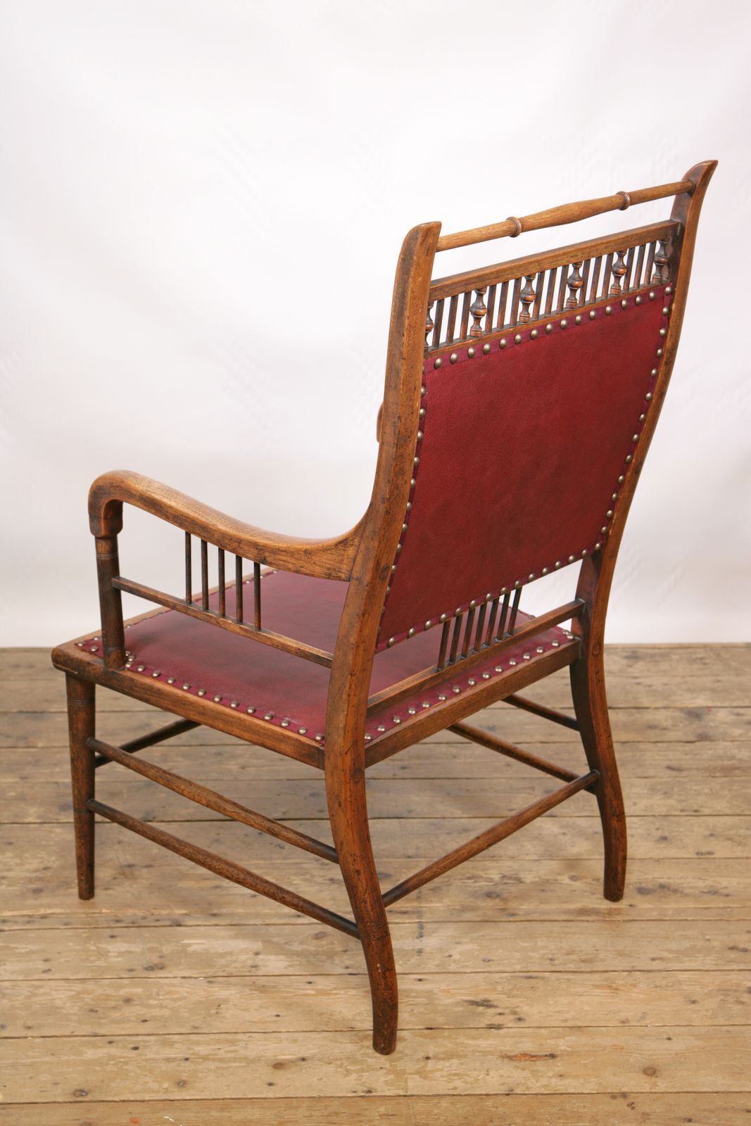 An Original E.W. Godwin Mahogany Side Chair Restored And Upholstered In Oxblood Red Leather photo 1500.0