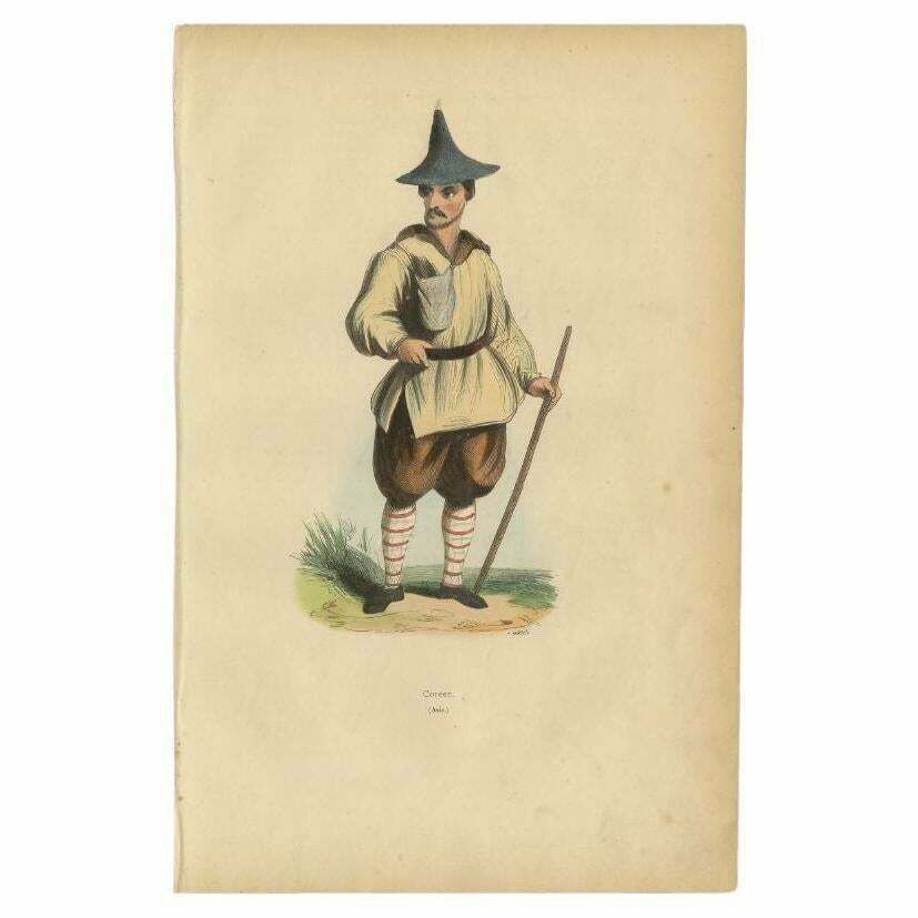 Antique Print Of An Inhabitant Of Korea By Wahlen 1843