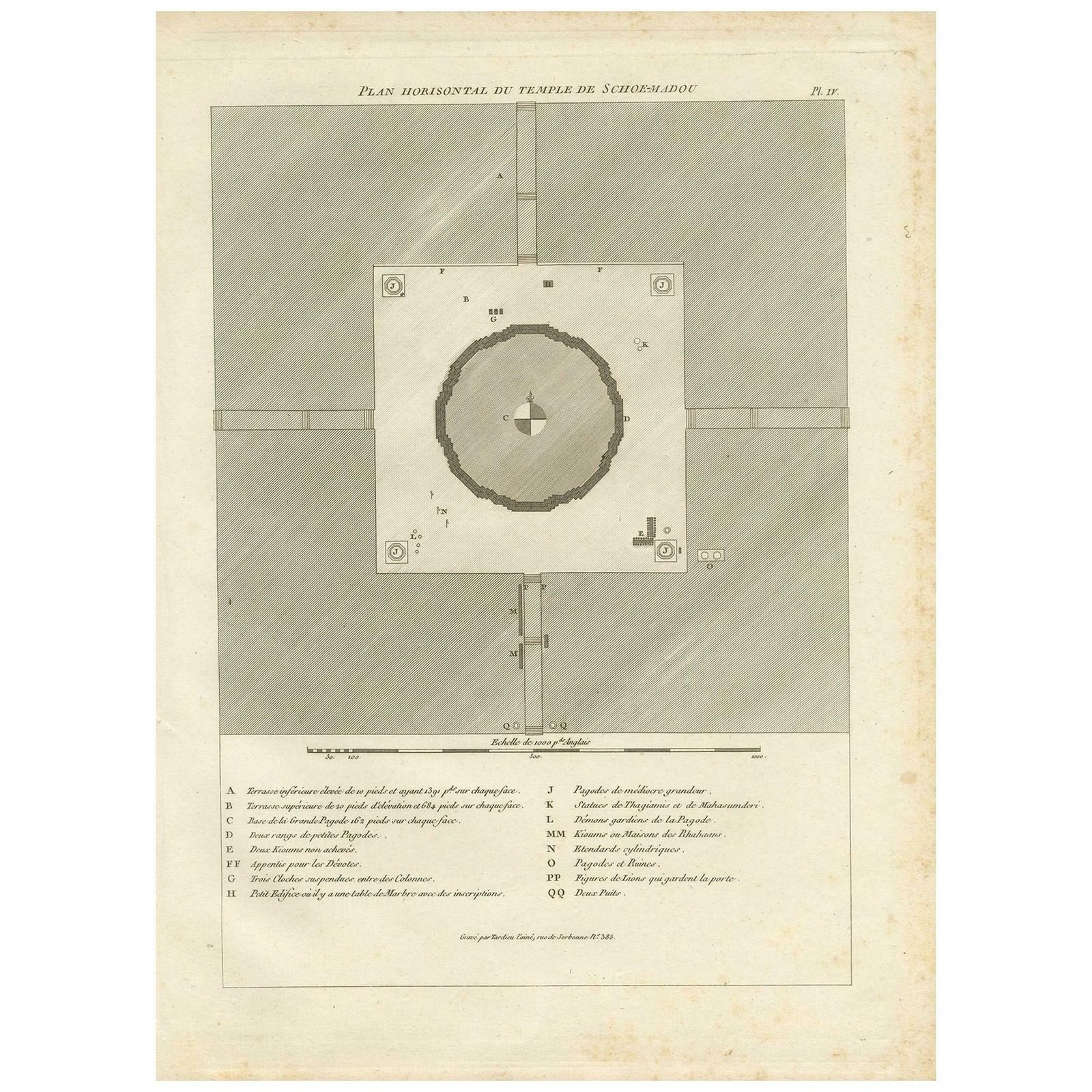 Original Antique Engraving Of A Burmese Temple Ca.1800