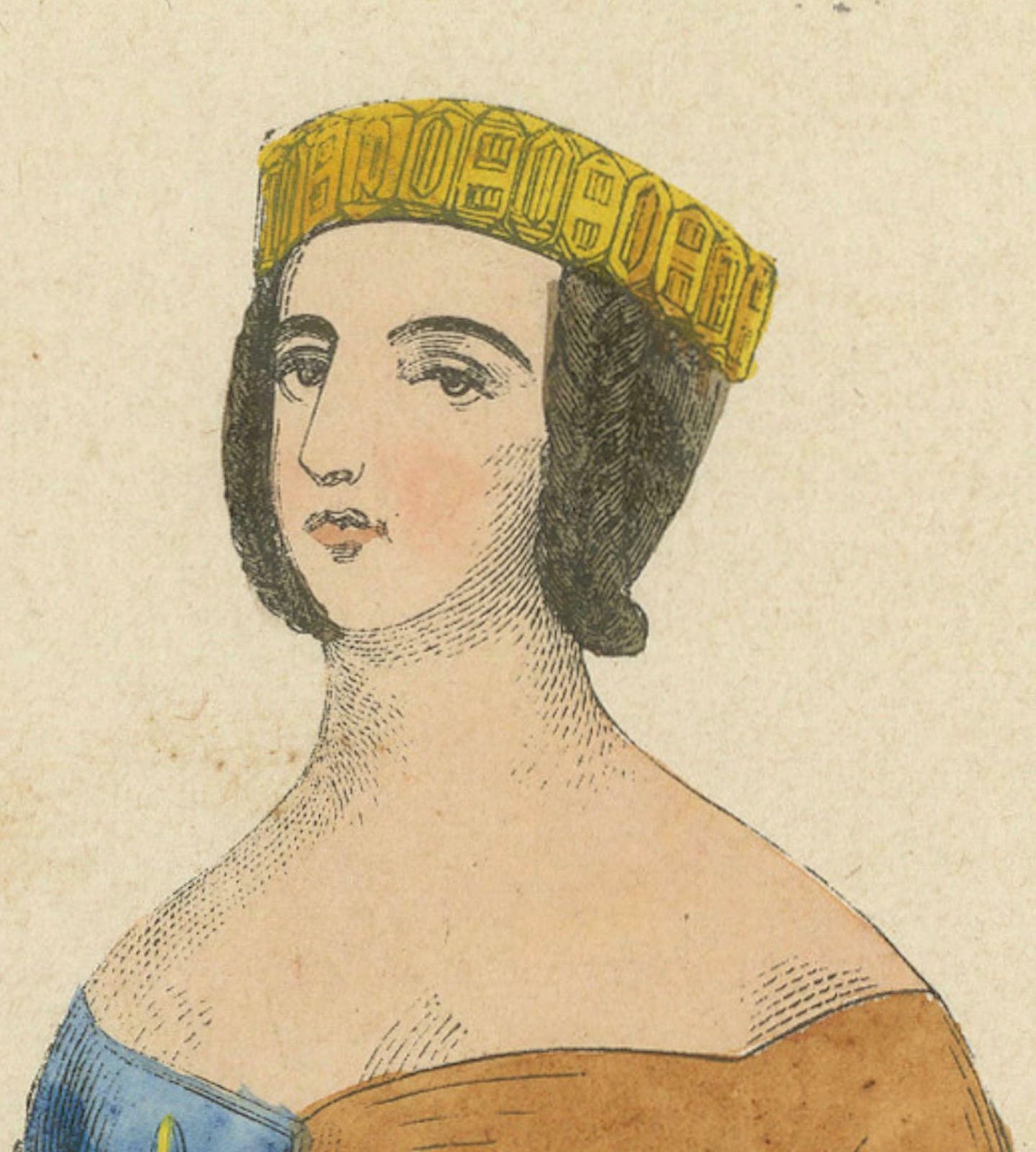 Anne D'auvergne Nobility In Heraldic Robes Hand Colored In 1847 photo Art