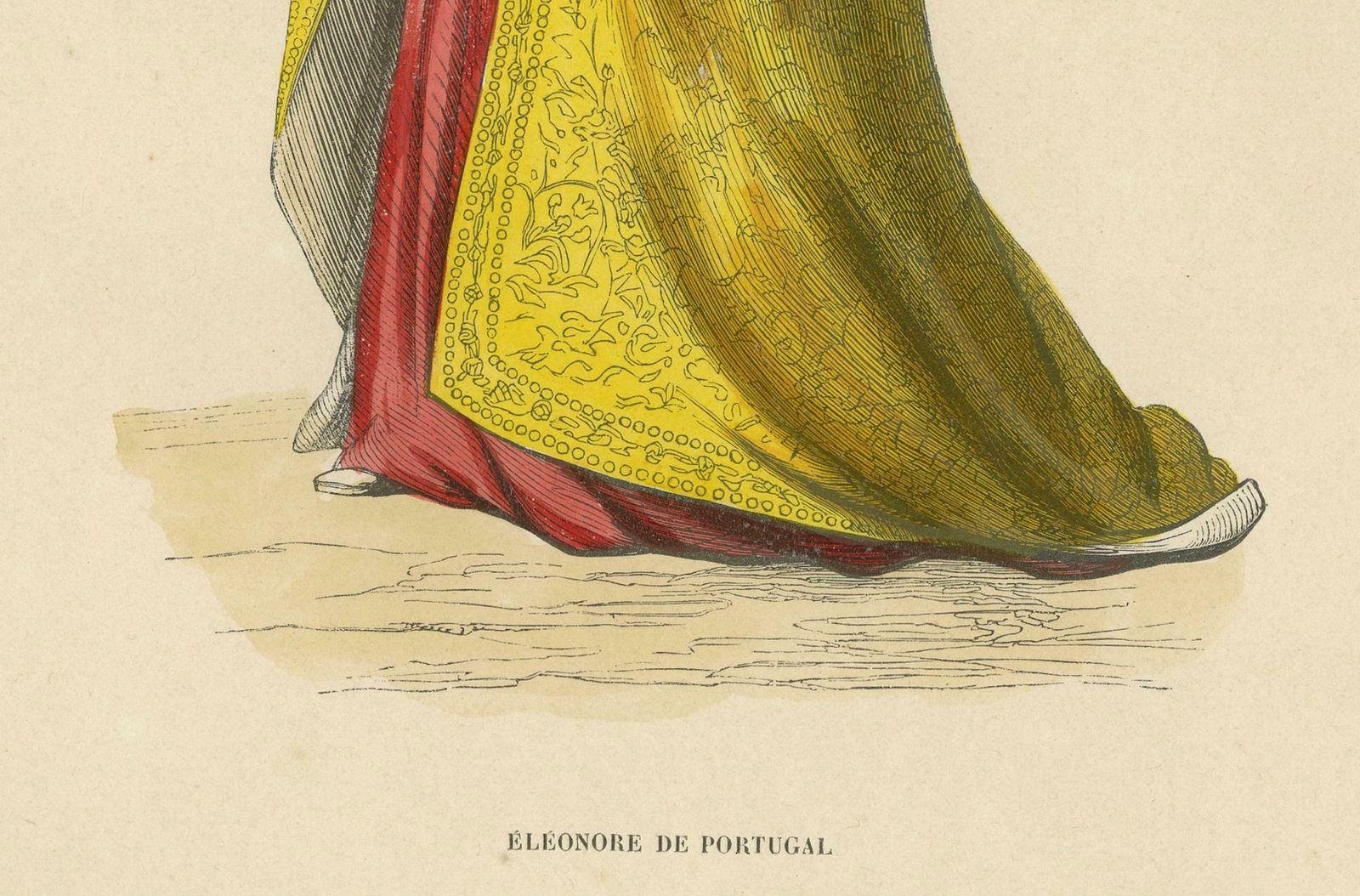 Eleanor Of Portugal Regal And Resplendent Original Old Print Published In 1847 photo furniture