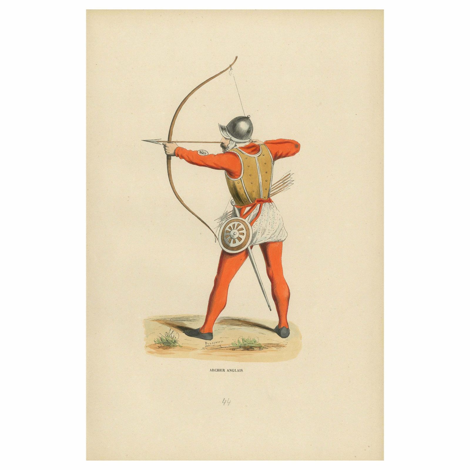 English Archer In Mid Draw, Costume Di Moyen Age, 1847