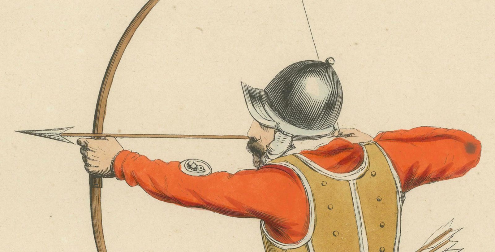 English Archer In Mid Draw, Costume Di Moyen Age, 1847 photo Art