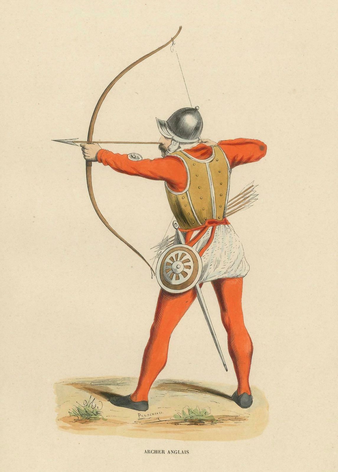 English Archer In Mid Draw, Costume Di Moyen Age, 1847 photo 183.0