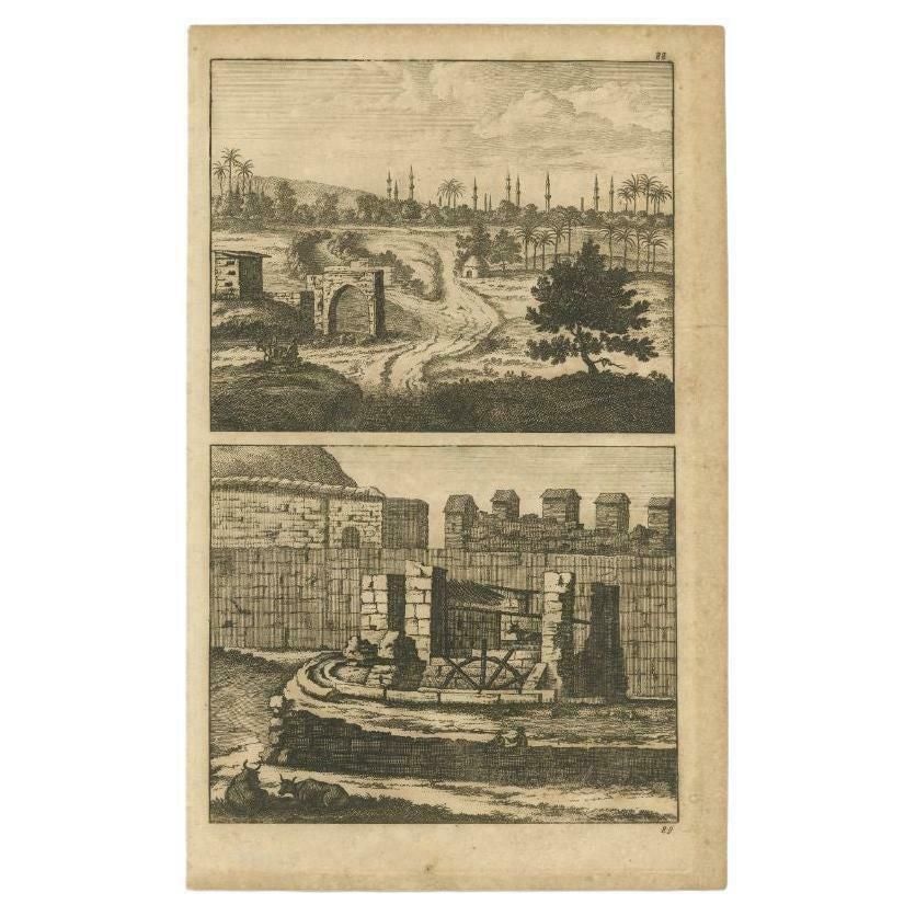 Antique Print Of Cairo And Joseph's Well In Egypt, 1698 photo furniture