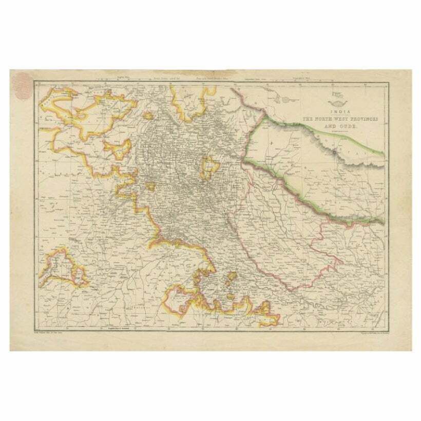 Antique Map Of Northwestern India By Weller 1857