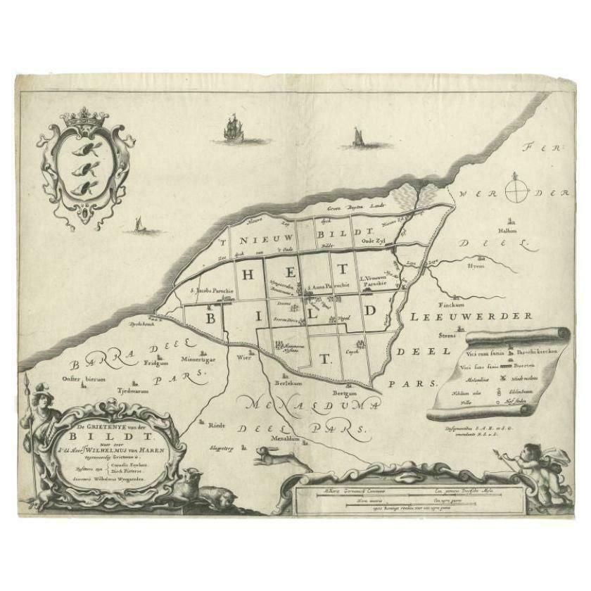 Antique Map Of The Bildt Region By Schotanus, 1664