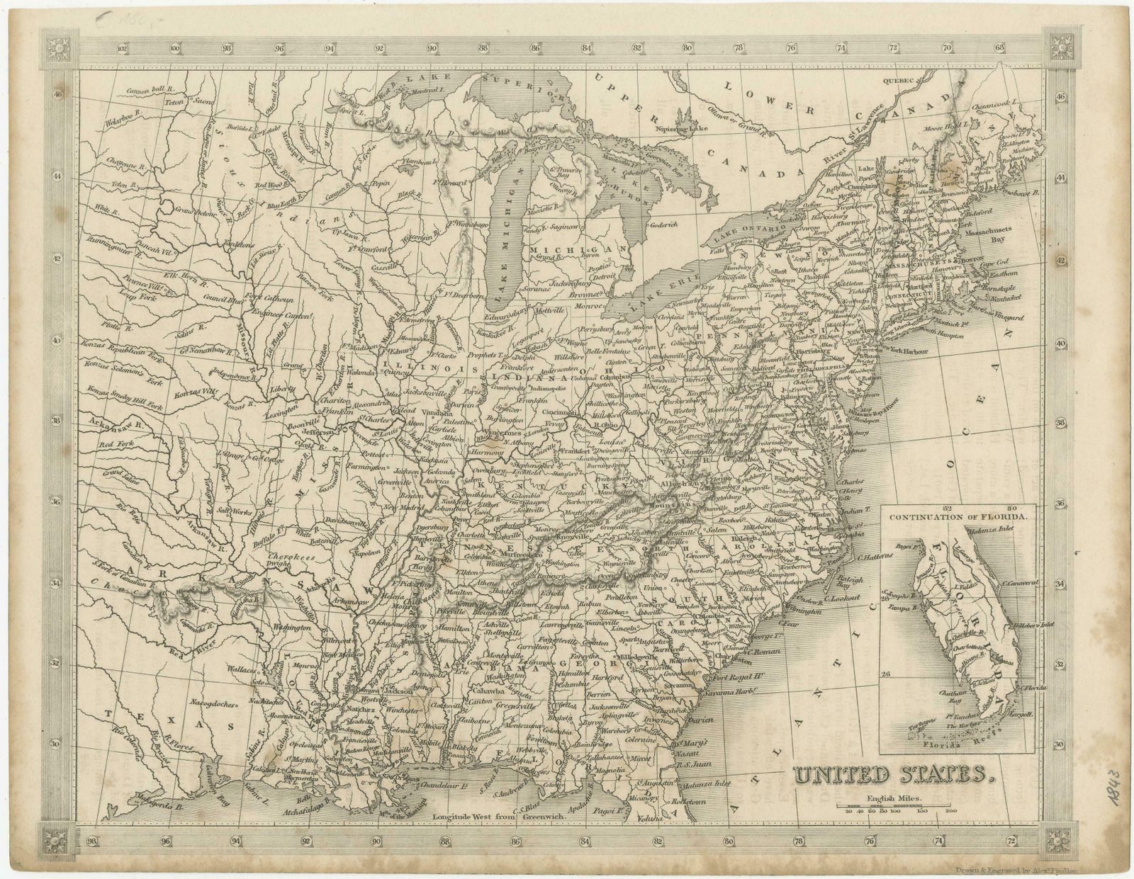 Steel Engraved Map Of The United States With Inset Map Of Florida photo furniture