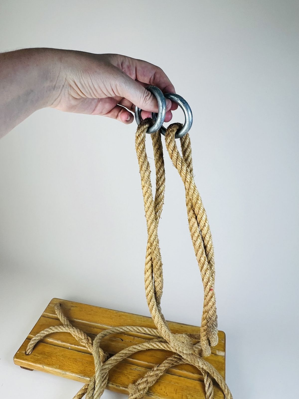 Vintage Garden Rope Swing With Wood Seat, Handmade Decor photo Garden Furniture