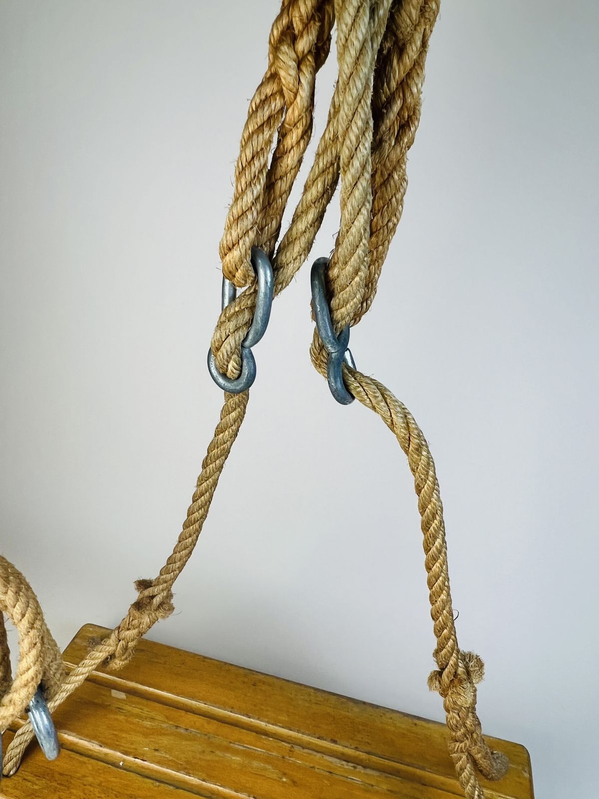 Vintage Garden Rope Swing With Wood Seat, Handmade Decor photo vinterior