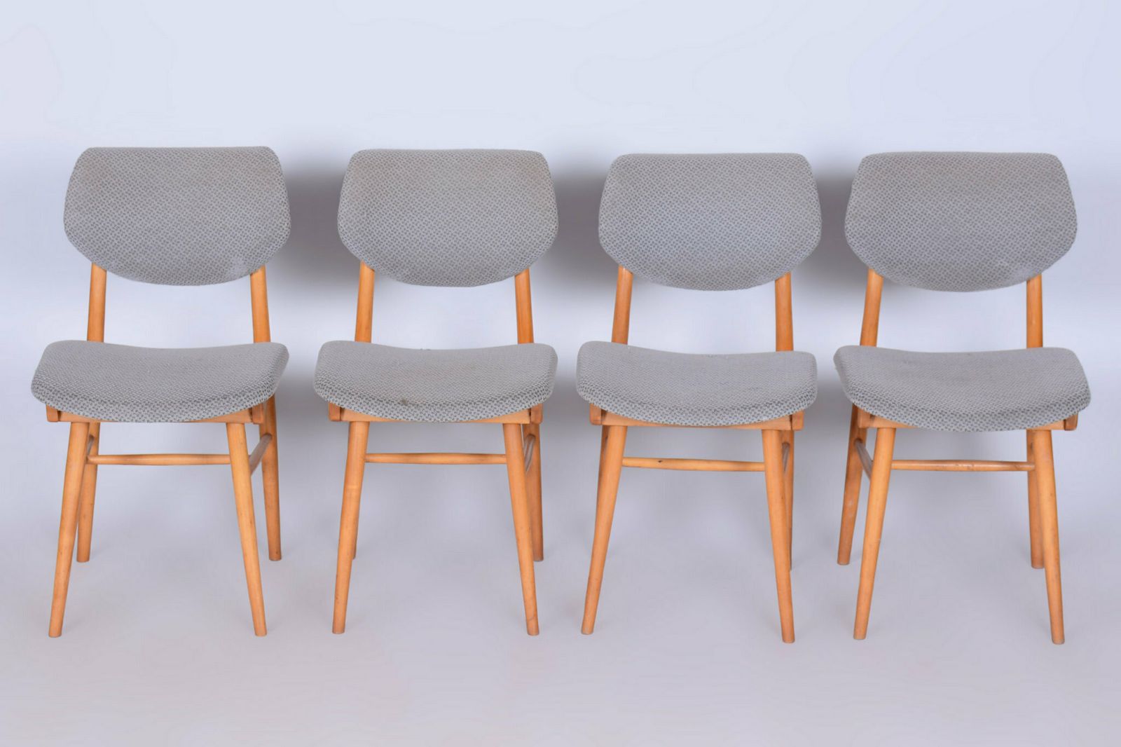 Set Of Four Original Mid Century Modern Chairs, Beech, Czech, 1960s photo buy