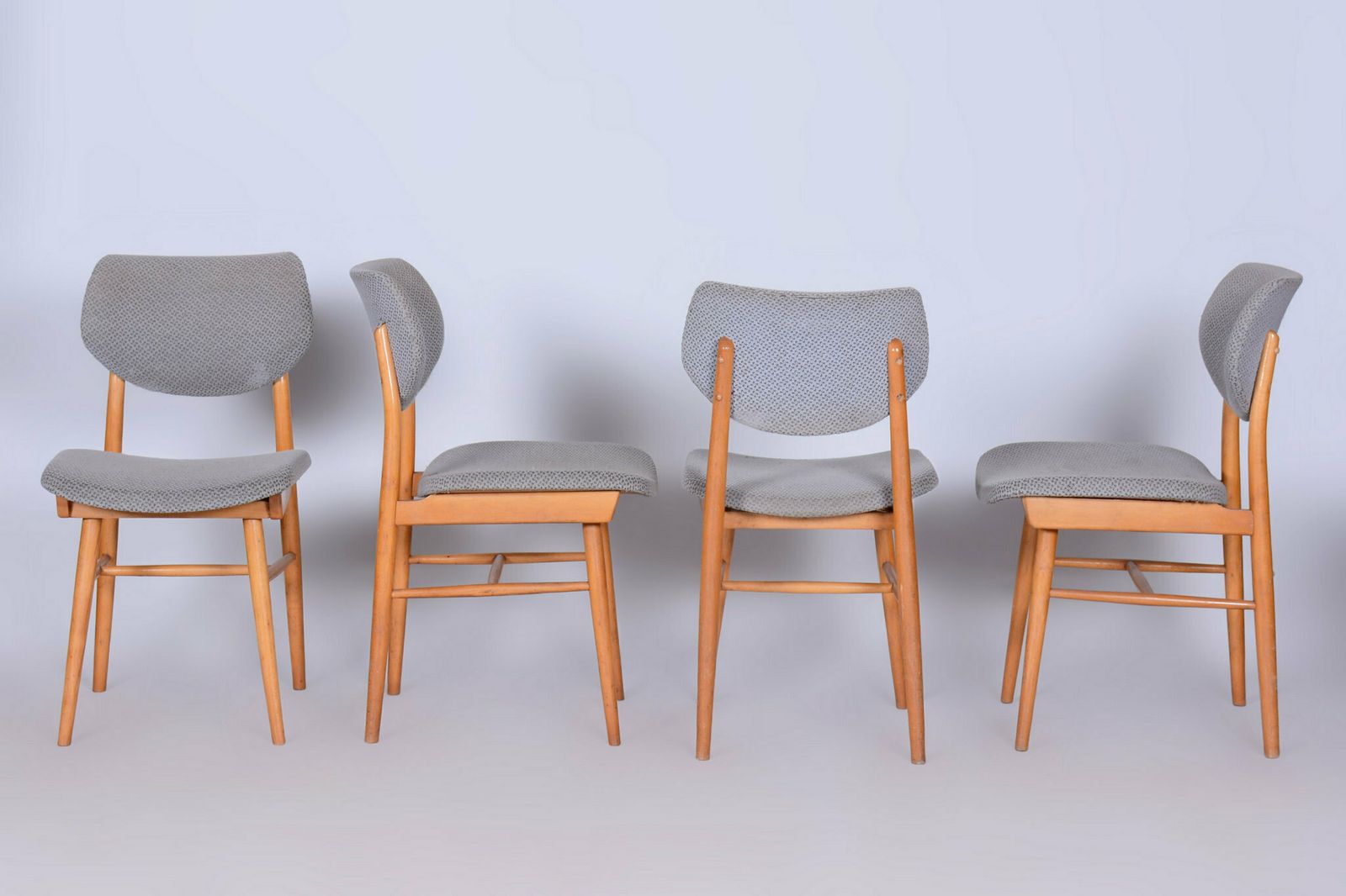 photo for sale Set Of Four Original Mid Century Modern Chairs, Beech, Czech, 1960s