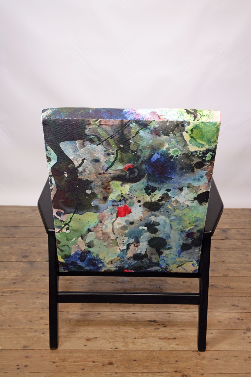 A Striking And Unique Mid Century Armchair Upholstered In Timorous Beasties Fabric. photo vinterior