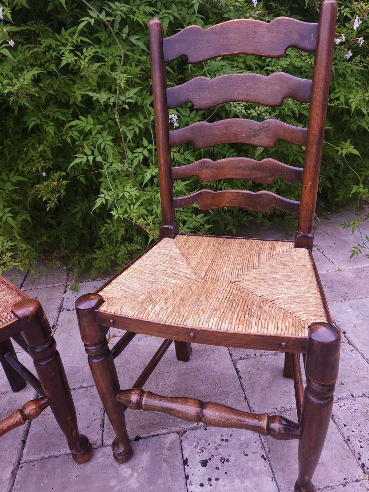 Handsome Pair Of Large 19th Century Oak Ladder Back Chairs photo buy