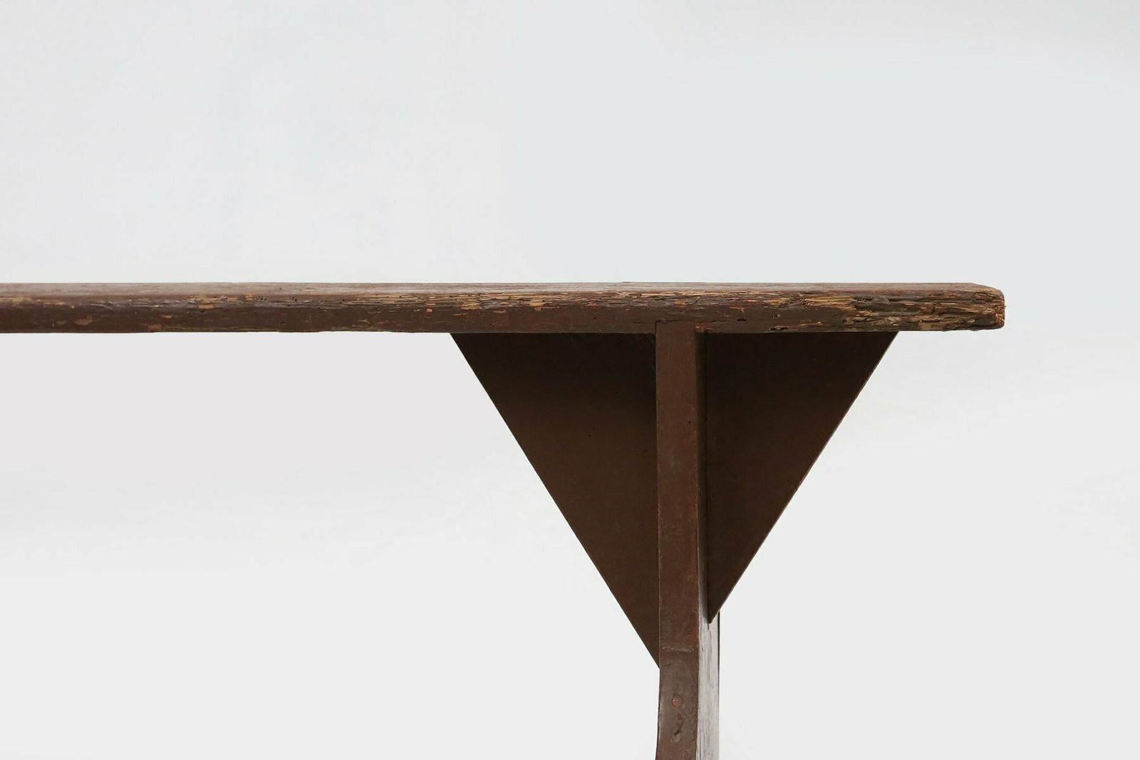 photo furniture Mid Century Rustic Bench In Brown Painted Wood, France, 1890s
