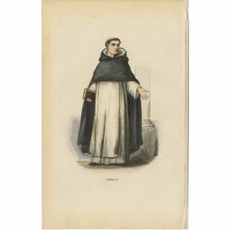 Antique Print Of A Dominican Monk, 1845 photo furniture