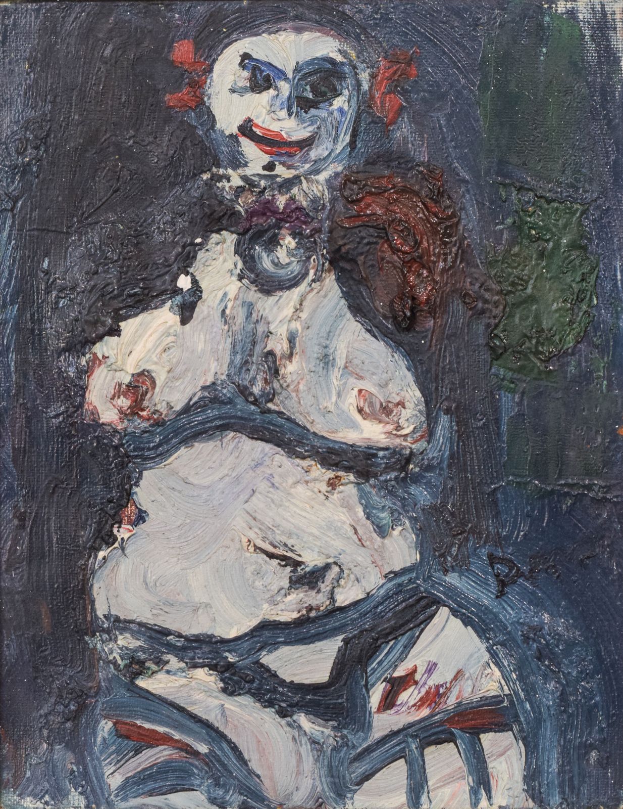 Expressionistisch Olieverfchilderij Van Een Clown