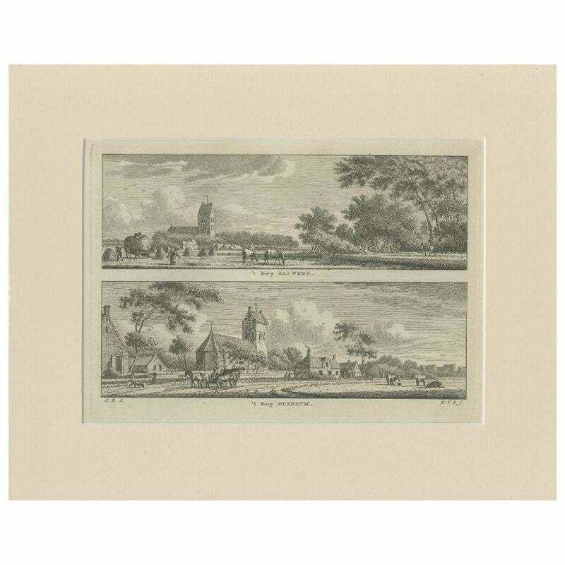 Antique Print Of The Villages Of Rauwerd And Deersum In Friesland, C.1790