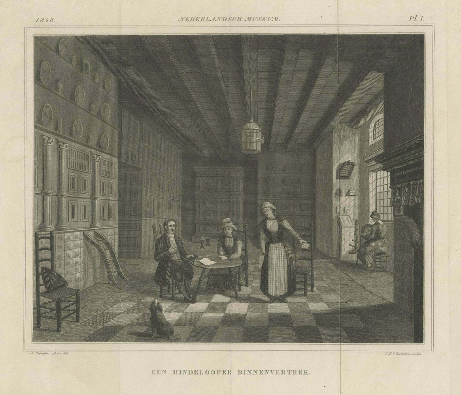 Antique Engraving Of A Residence In Hindelopen, Friesland, The Netherlands, 1848 photo furniture