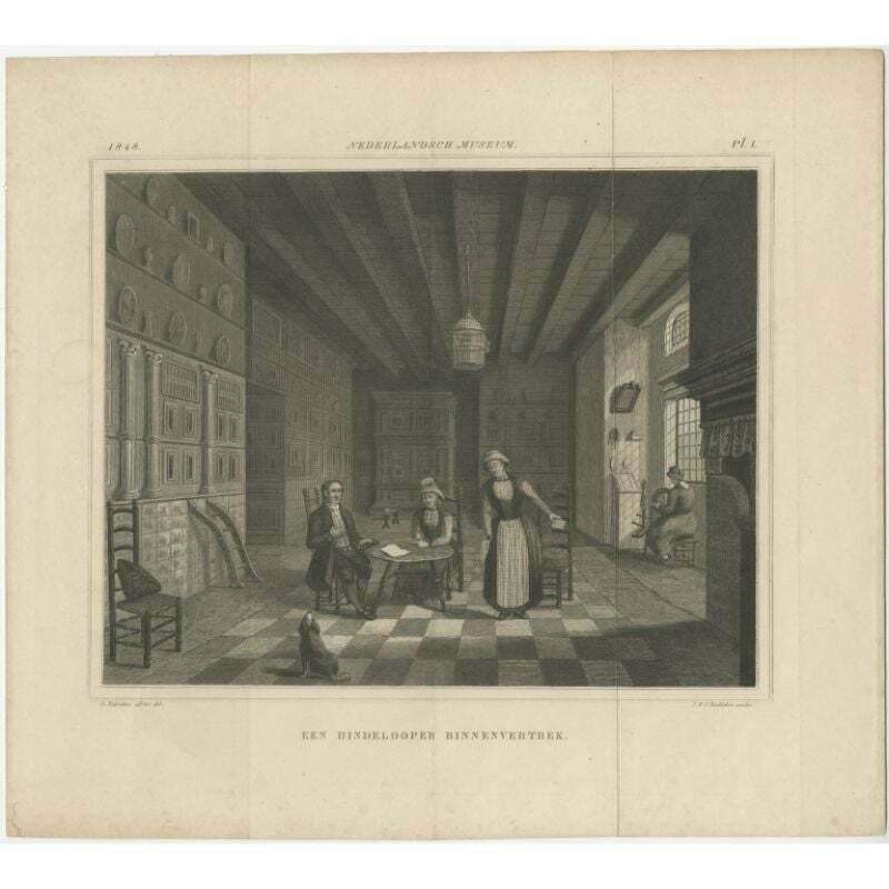 Antique Engraving Of A Residence In Hindelopen, Friesland, The Netherlands, 1848 photo for sale
