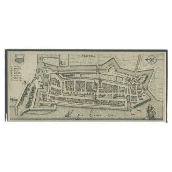 Antique Map Of Stavoren By Merian, C.1650 photo furniture