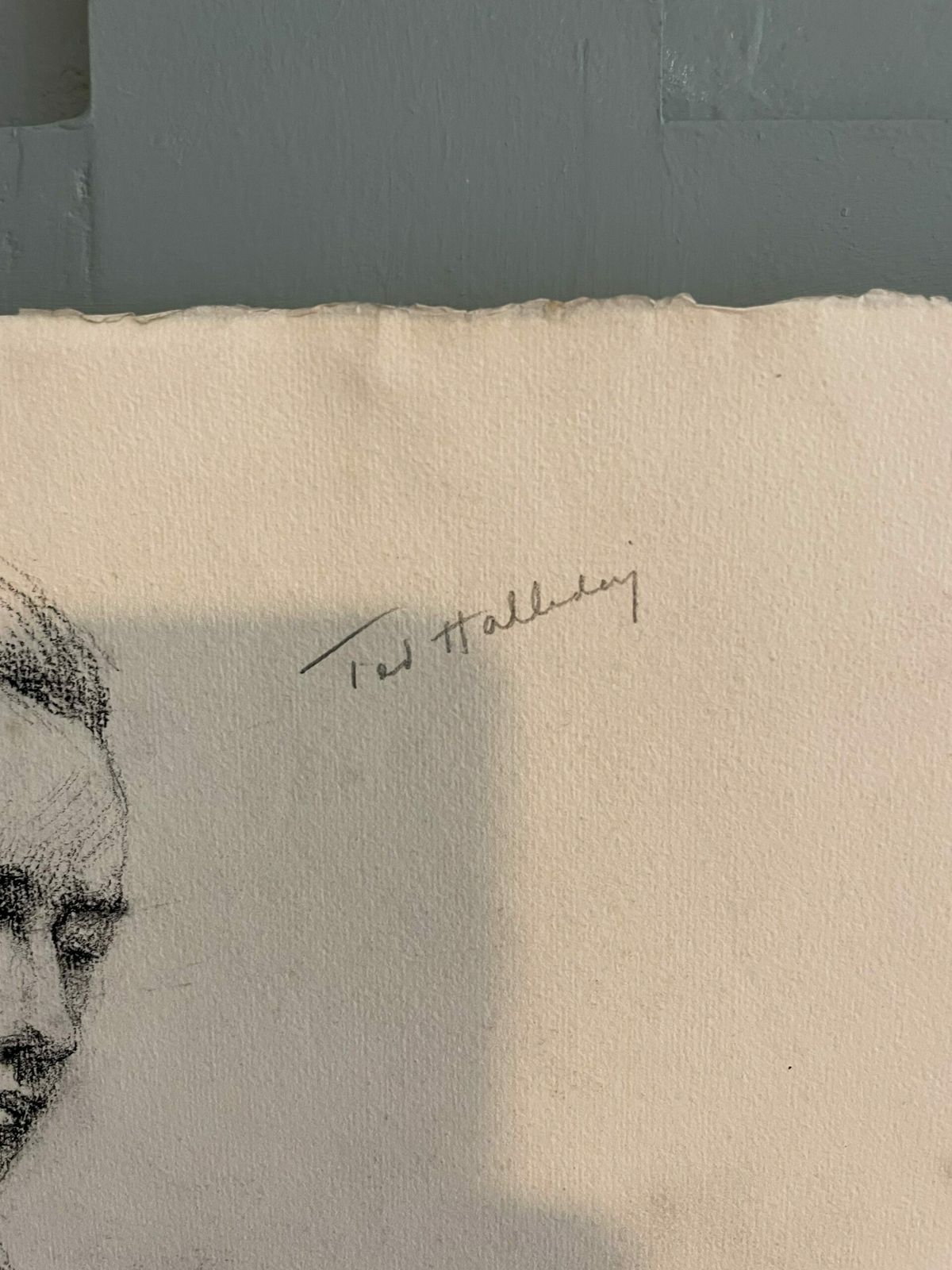 Antique Pencil Portrait Of Ted Halliday photo furniture