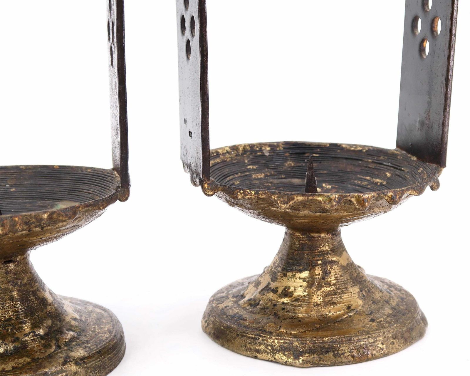 Pair Of French Iron Candle Holder Lanterns By Max Bré, 1950s / Castle, Rustic, Farmhouse, Country, Shabby Chic photo vinterior