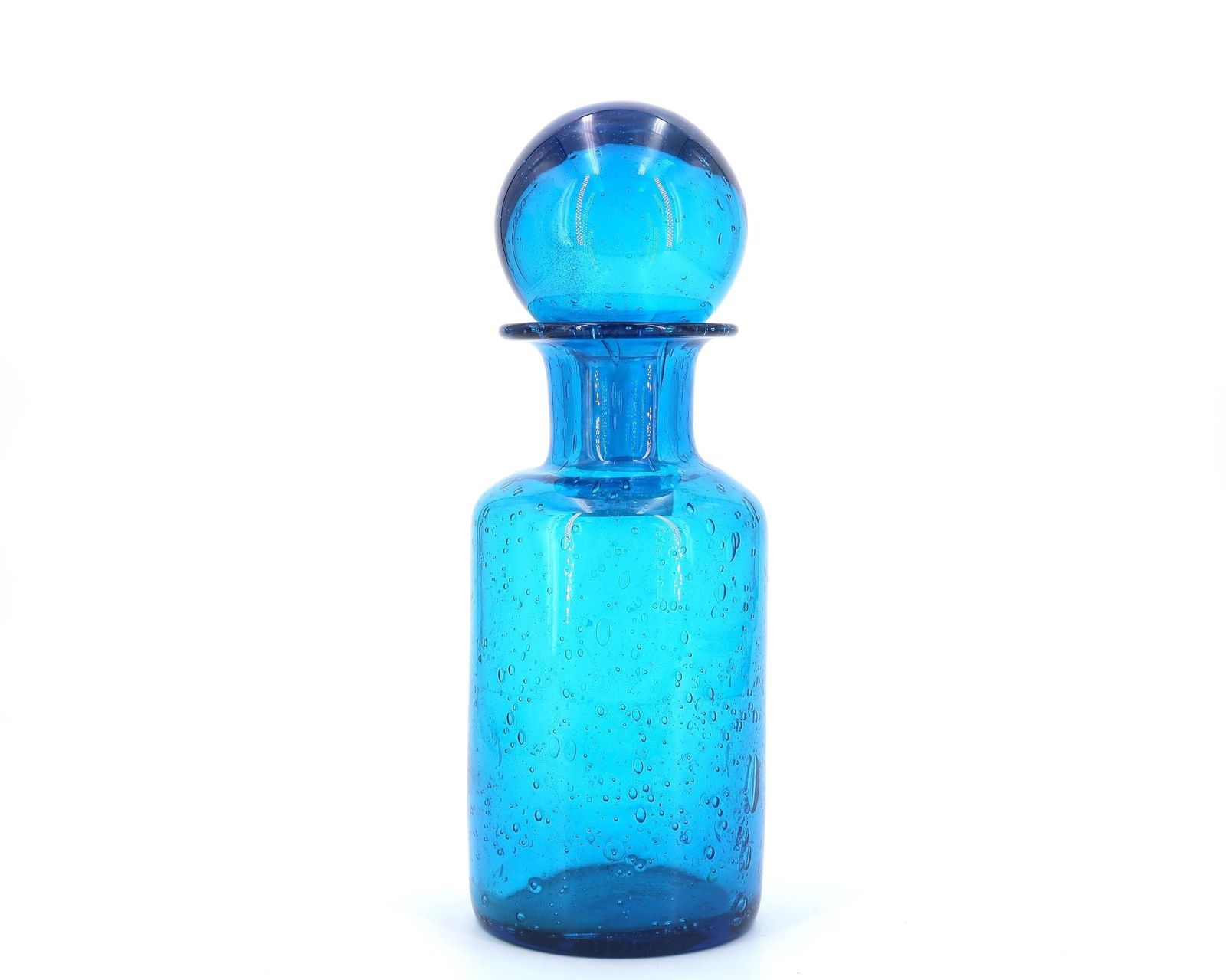 French Blue Glass Decanter Bottle From Portieux, 1970s / France, Nicolet Orléans photo furniture
