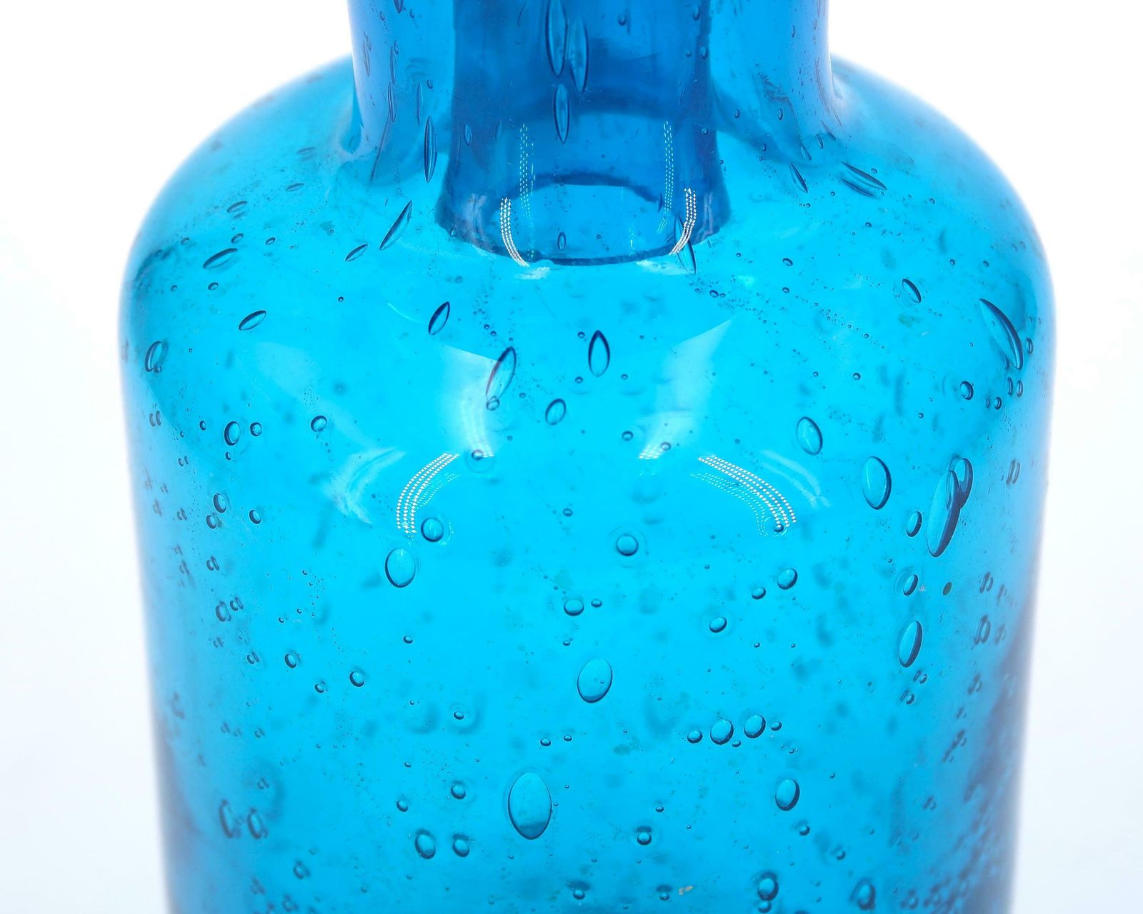 French Blue Glass Decanter Bottle From Portieux, 1970s / France, Nicolet Orléans photo Home Decor