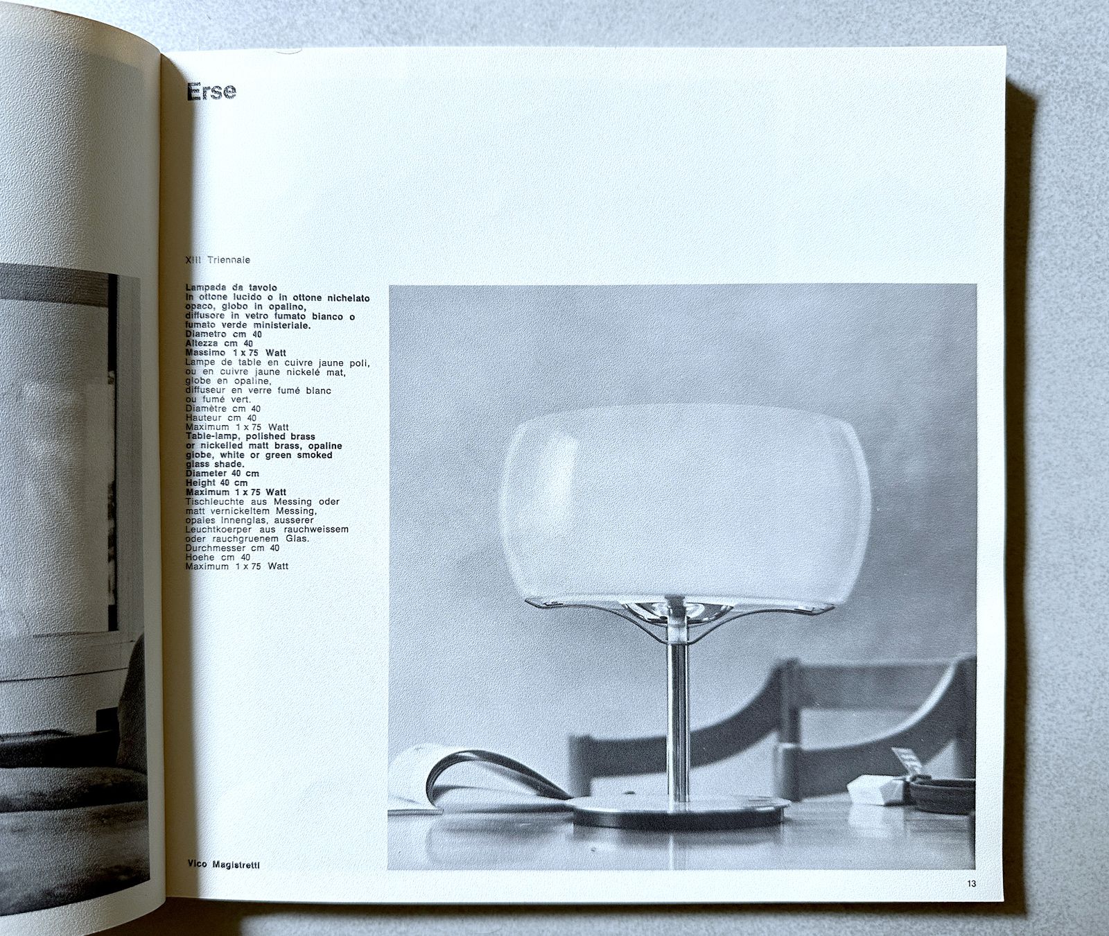 photo vinterior Artemide Table Lamp Mod. Erse / Design Vico Magistretti 1964