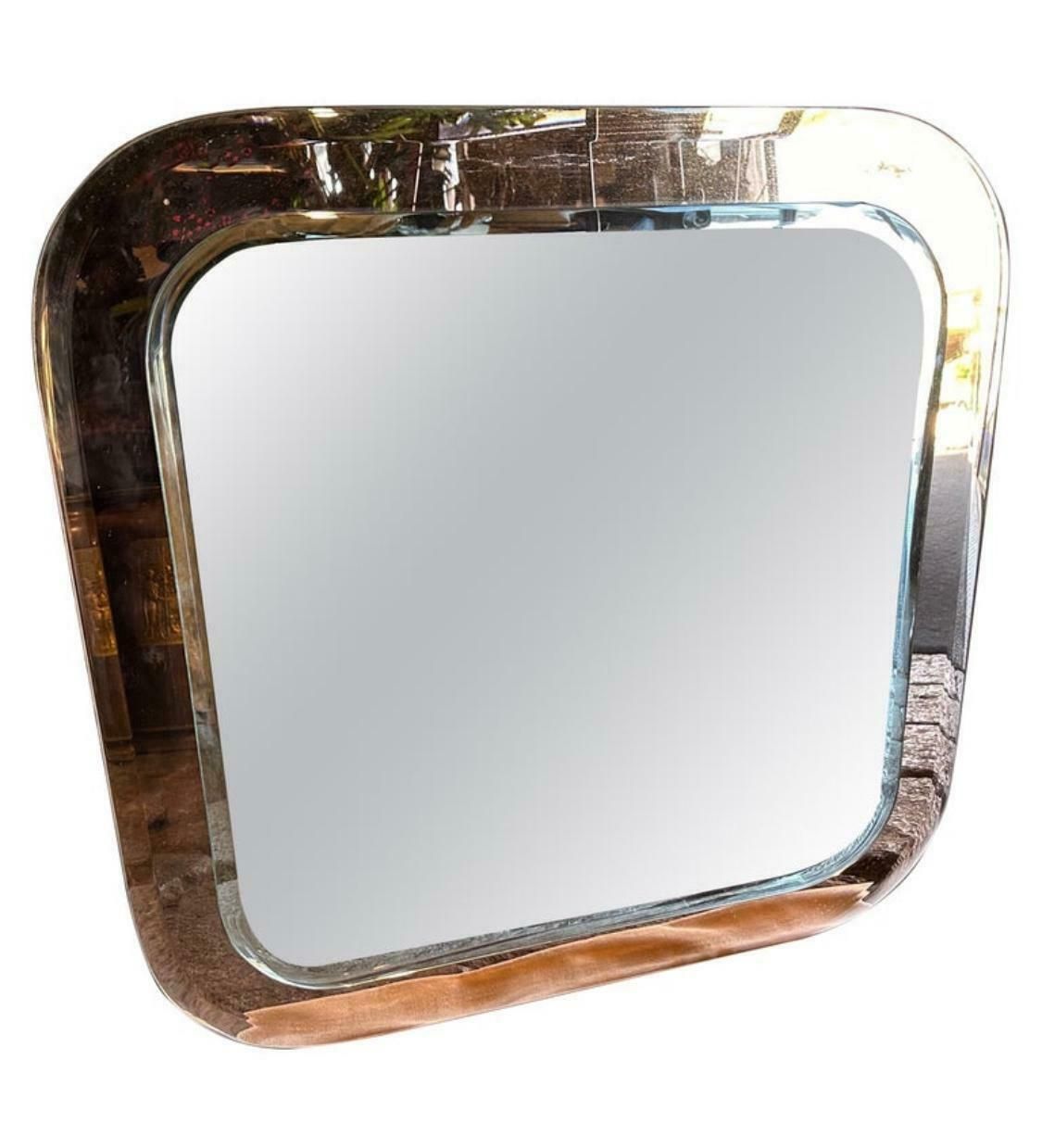 photo buy 1970s Space Age Pink And Clear Glass Square Wall Mirror By Lupi Cristal Luxor