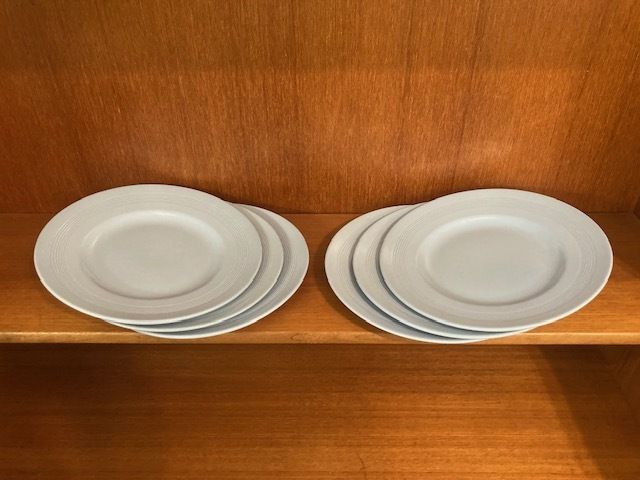 Woods Ware 25cm Ribbed Dinner Plates X 6 Iris Blue
