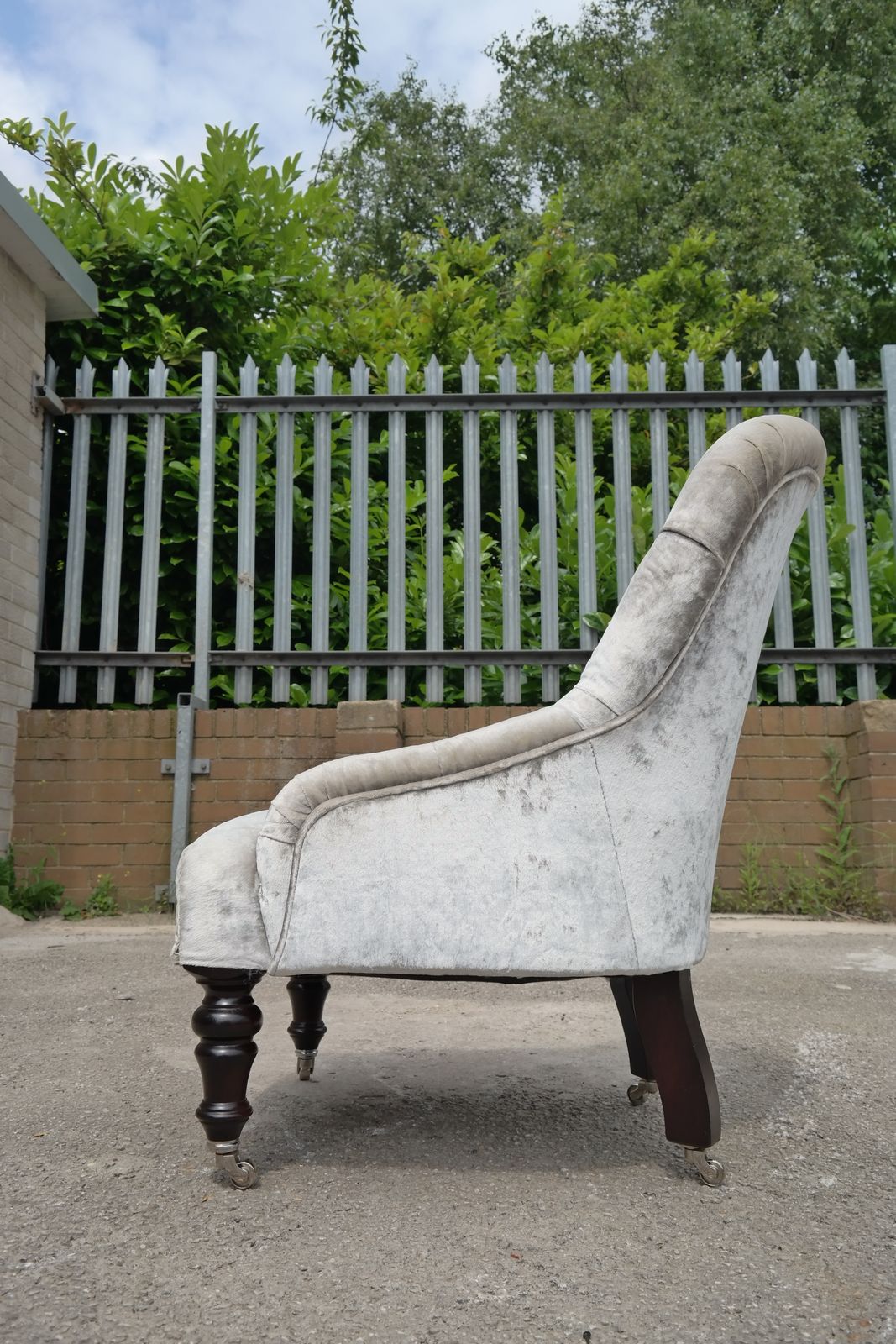 photo furniture Stunning George Smith Eve Nursing Armchair Regency Velvet Pearl Rrp £4200