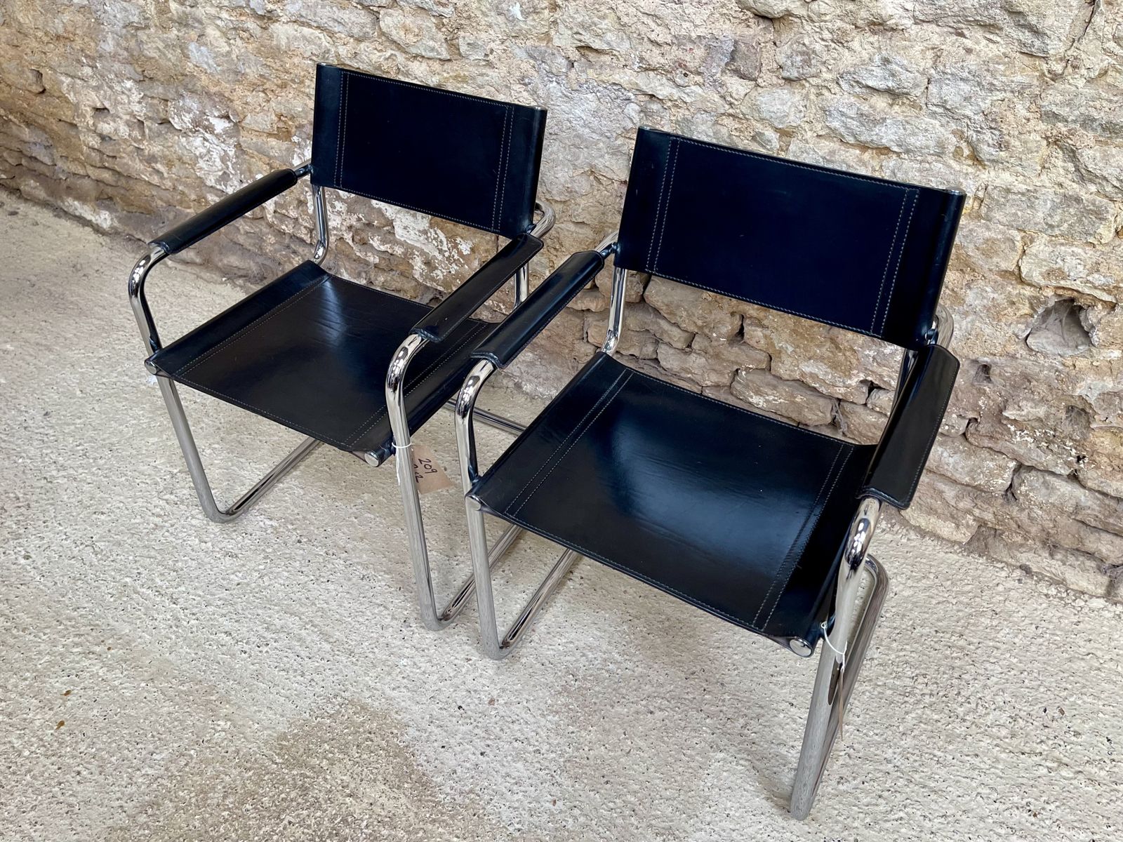 Pair Of Matteo Grassi Occasional Desk Visitor 2 Dining Bauhaus Chrome Leather Mart Stam Marcel Breuer Two S34 Chairs photo furniture