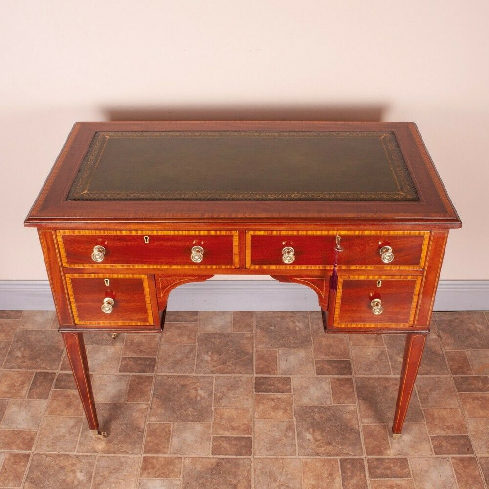 Good Quality Edwardian Inlaid Mahogany Writing Desk photo furniture