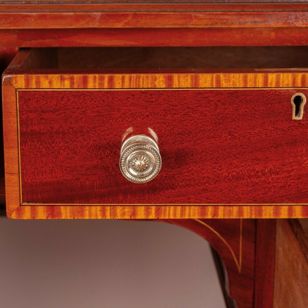 Good Quality Edwardian Inlaid Mahogany Writing Desk photo vintage