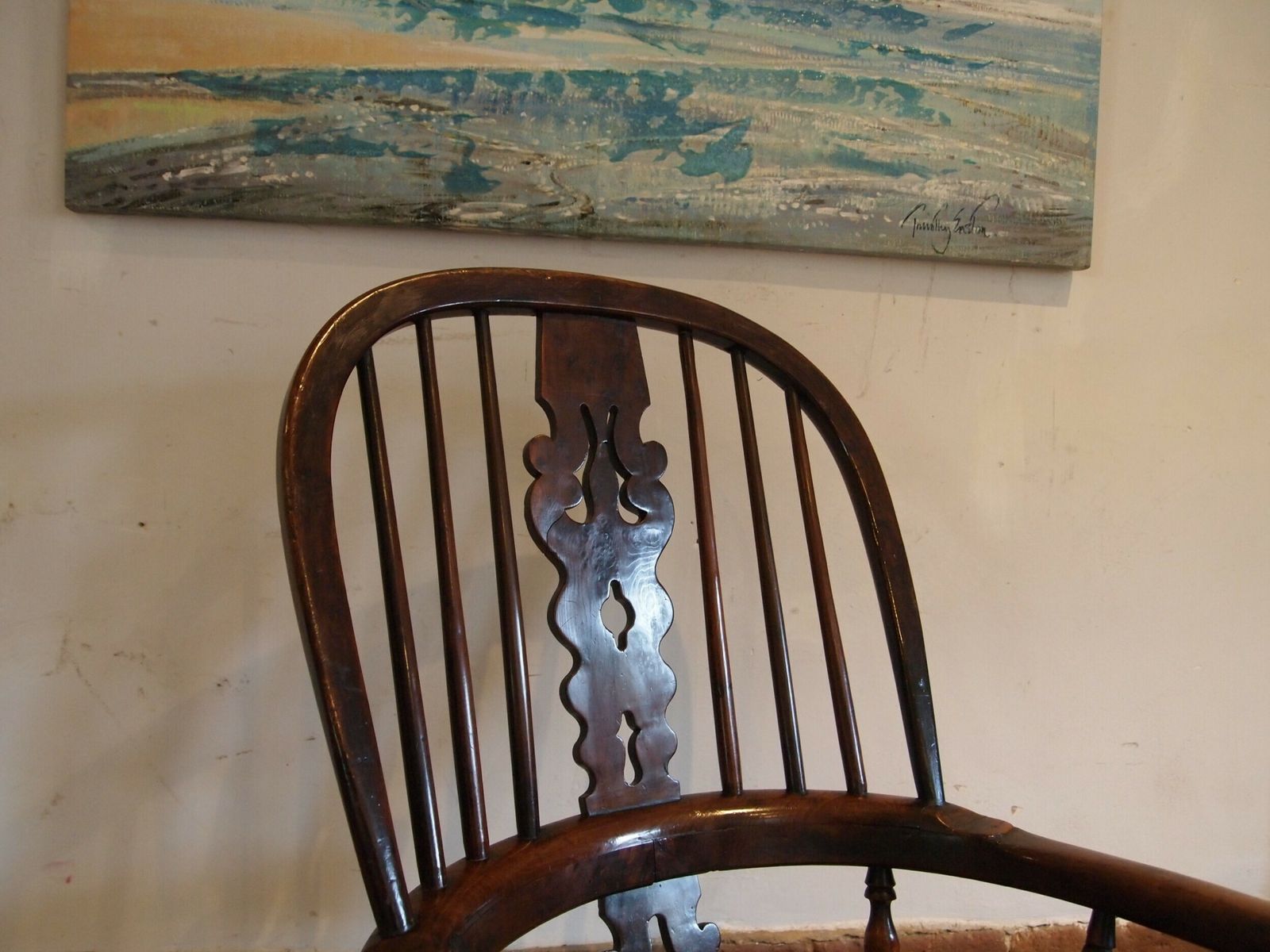 495.0 Chair Outstanding John Moss Worksop Yew And Burr Yew Windsor Armchair C1860 photo