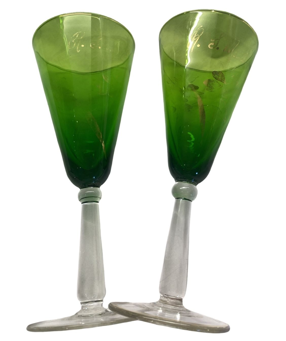 photo furniture Art Deco Emerald Green Decanter And Wine Glasses