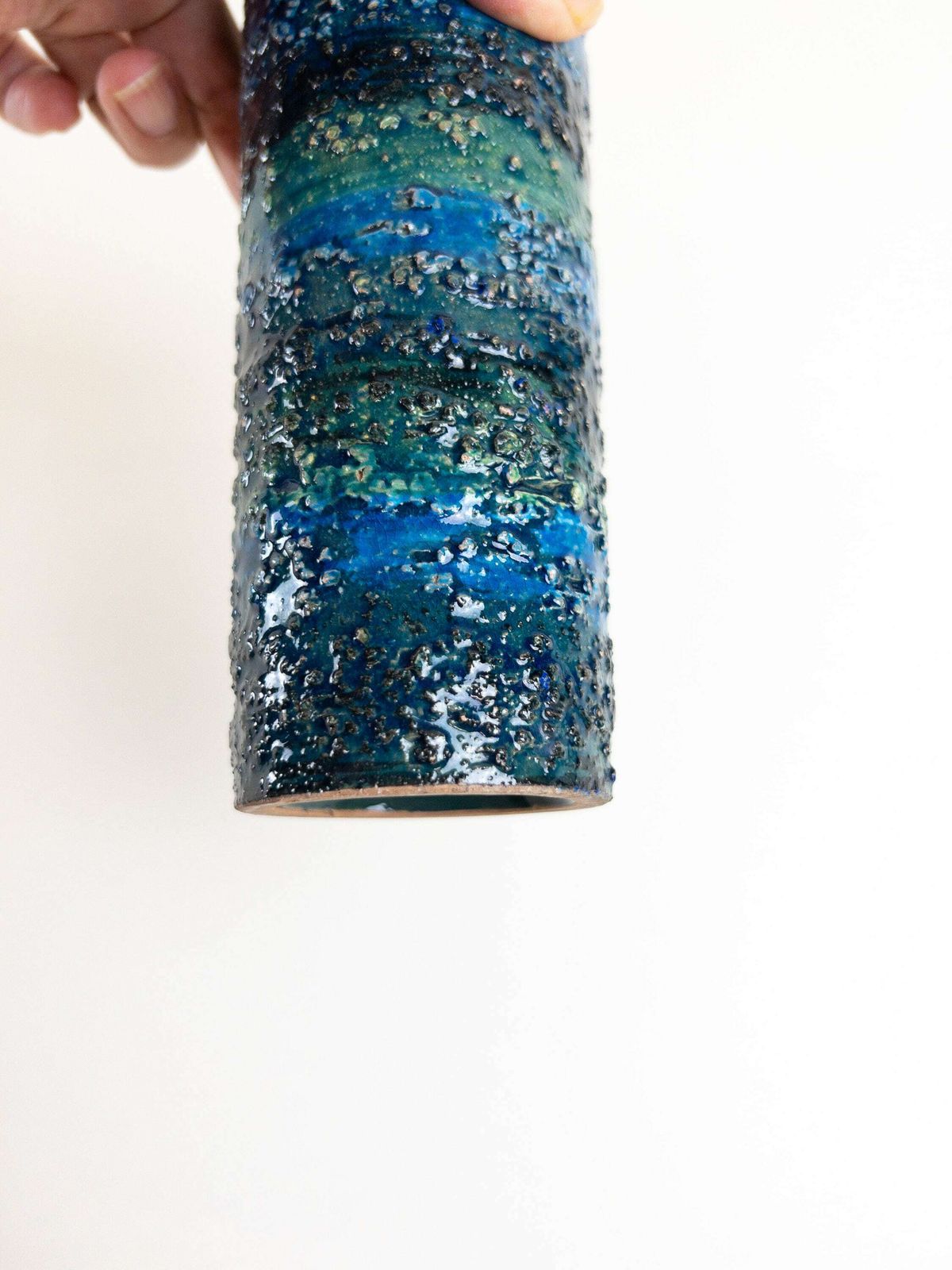 Handcrafted Bitossi Vase In Beautiful Rimini Blue Colors   Small Size photo vintage