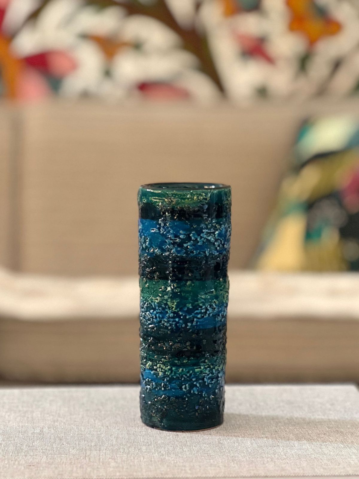 photo for sale Handcrafted Bitossi Vase In Beautiful Rimini Blue Colors   Small Size